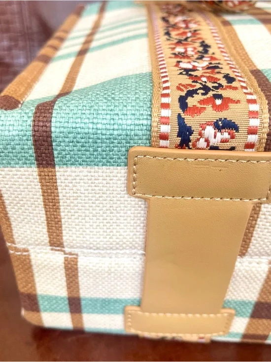 Spartina 449 Charlie Plaid Print Linen & Leather Trimmed Tote Bag - Picture 8 of 11